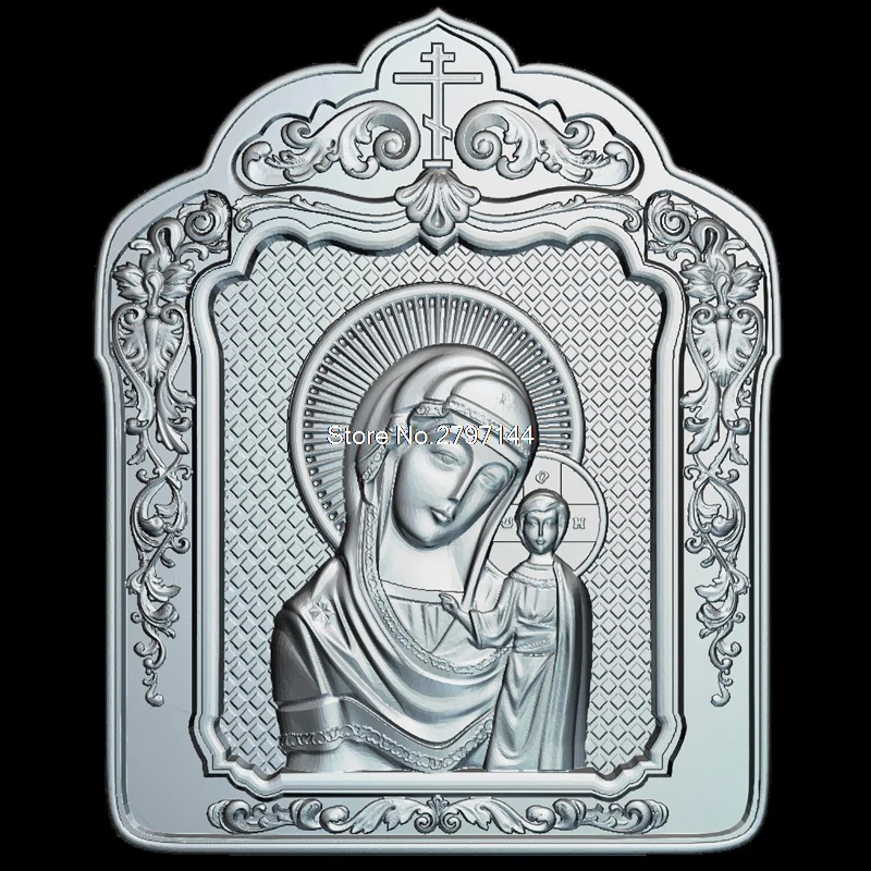 Madona_cu_Pruncul (cu_rama) 3D модель рельеф STL format Religion 3d cnc в формате STL|3d model relief|3d relief modelfor |