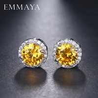 emmaya womens silver color gold cz stone pierced stud earrings round shape small earring jewelry charms