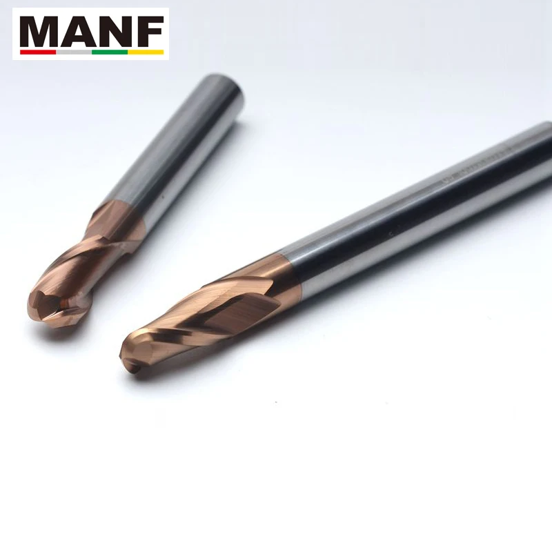 Длинная Концевая фреза MANF с 2 канавками HRC55 R2mm R3mm R4mm сферические концевые фрезы