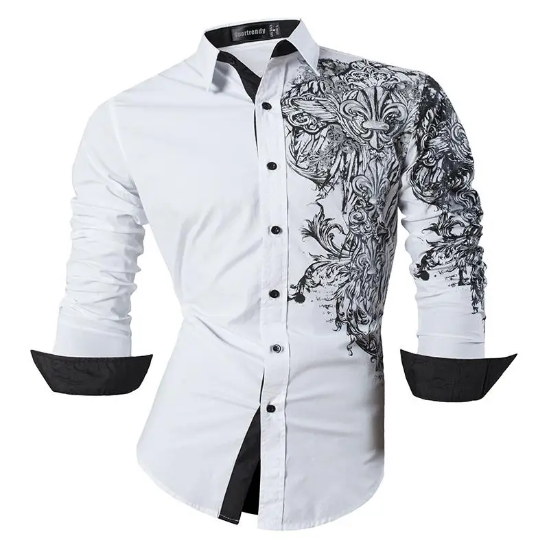 Платье рубашка sporfashion JZS048 мужская с длинным рукавом Повседневная модная сорочка