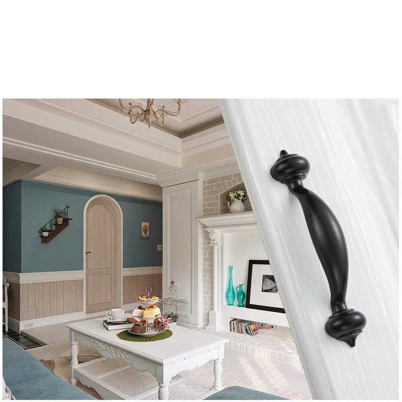 1 шт. дверные ручки для мебели черные из цинкового сплава лаконичные шкафа