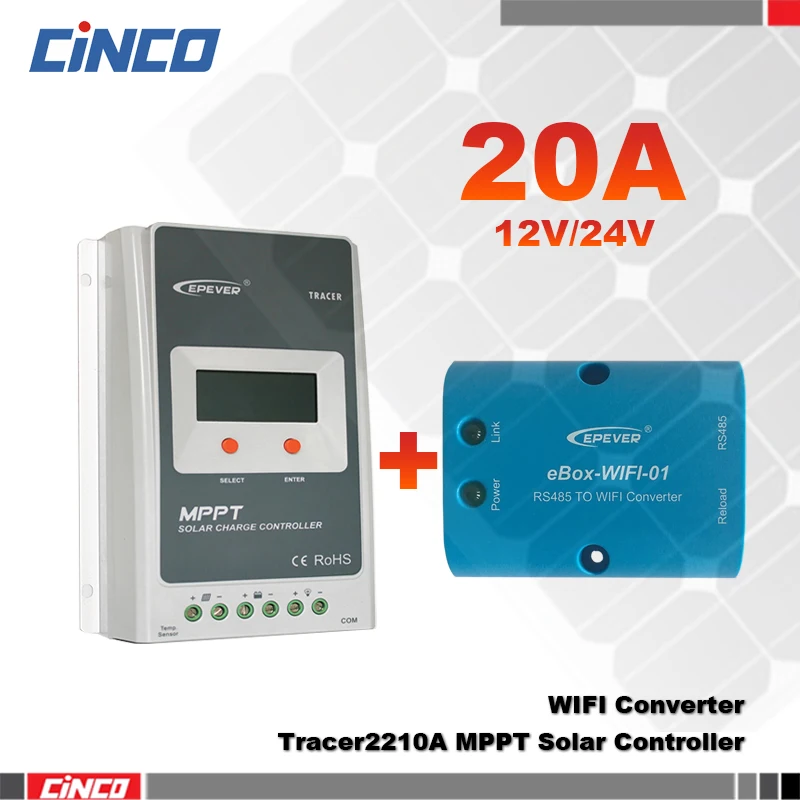 Солнечный контроллер Tracer2210AN + eBOX Wi Fi 20 А 12 В/24 100 в|solar powered led rope lights|solar battery controllersolar
