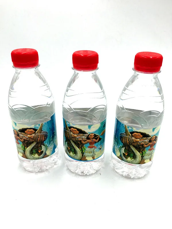 6 шт./лот Моана бутылка для воды этикетка Детские вечерние украшения на день