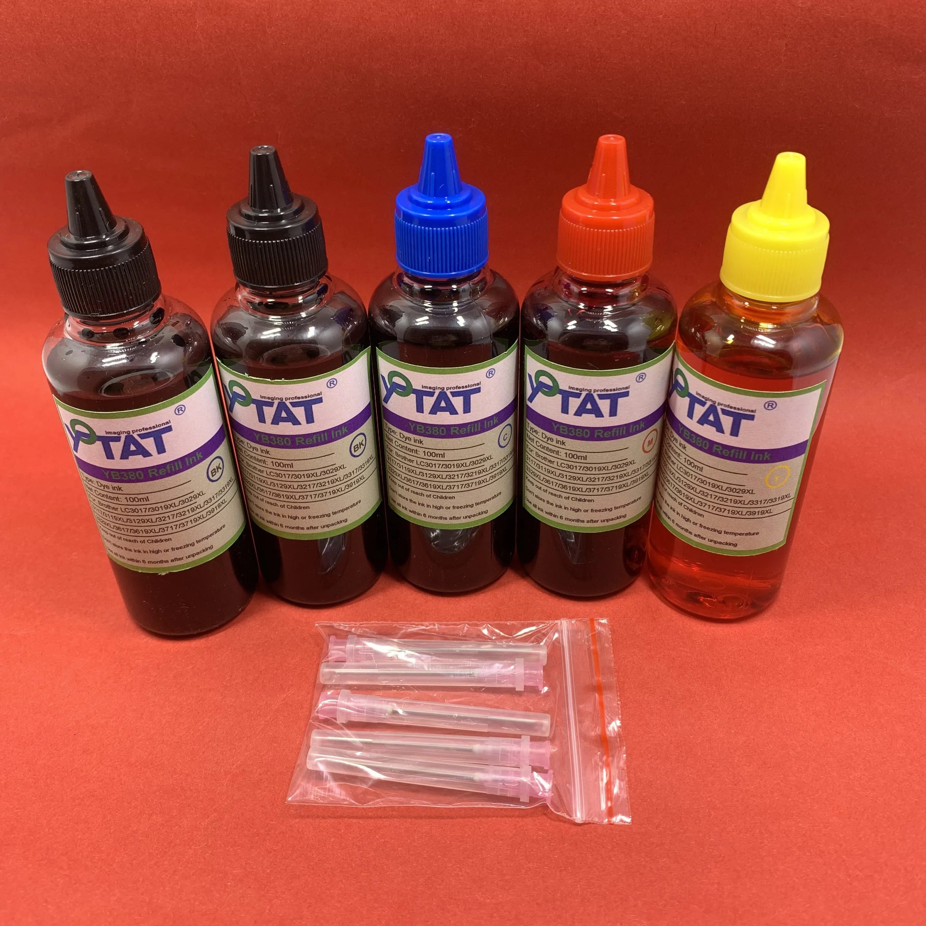 

YOTAT 5*100ml Dye ink refill kit for Brother LC3019 LC3017 LC3029 LC3219 LC3217 LC3319 LC3317 LC3329 ink cartridge or CISS