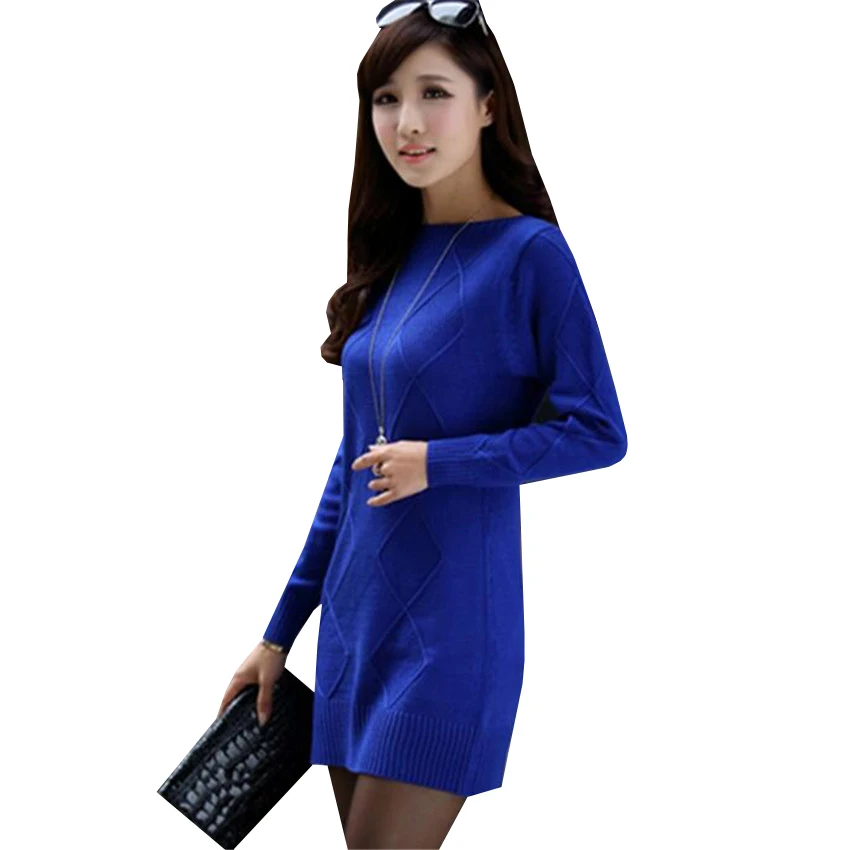 Платье Свитер новинка Осень зима Женский облегающий пуловер вязаное платье