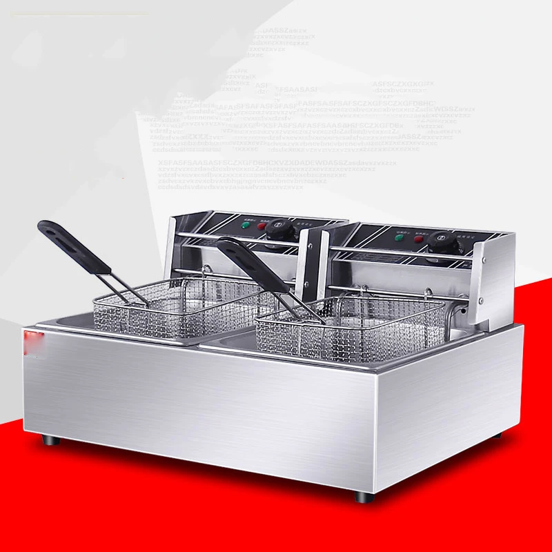 12L Double Tank Electric Deep Fryer Stainless Steel Electric Frying machine French fries Chicken Fryer 5000W