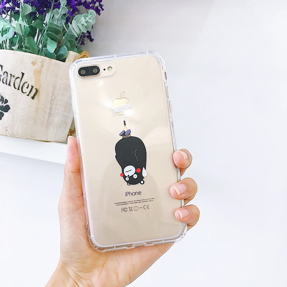 Хороший прозрачный милый мультфильм японский медведь чехол для iphone X 7 plus 8 плюс