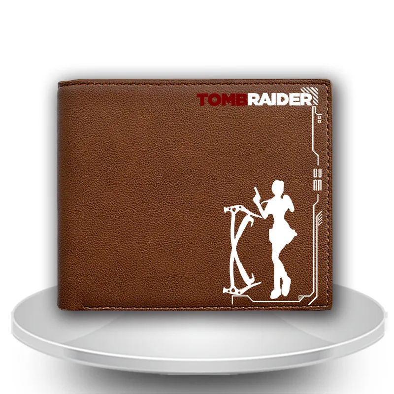 Кошелек из искусственной кожи с коротким складным рисунком Lara Croft новый модный