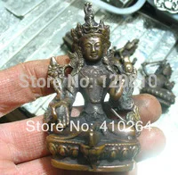 

8 cm Tibet Green Tara buddha bronze statue