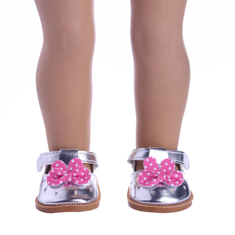 Мультфильм плоские кожаные туфли с бантом кукла шоссе для 18 дюймов American Girl Doll