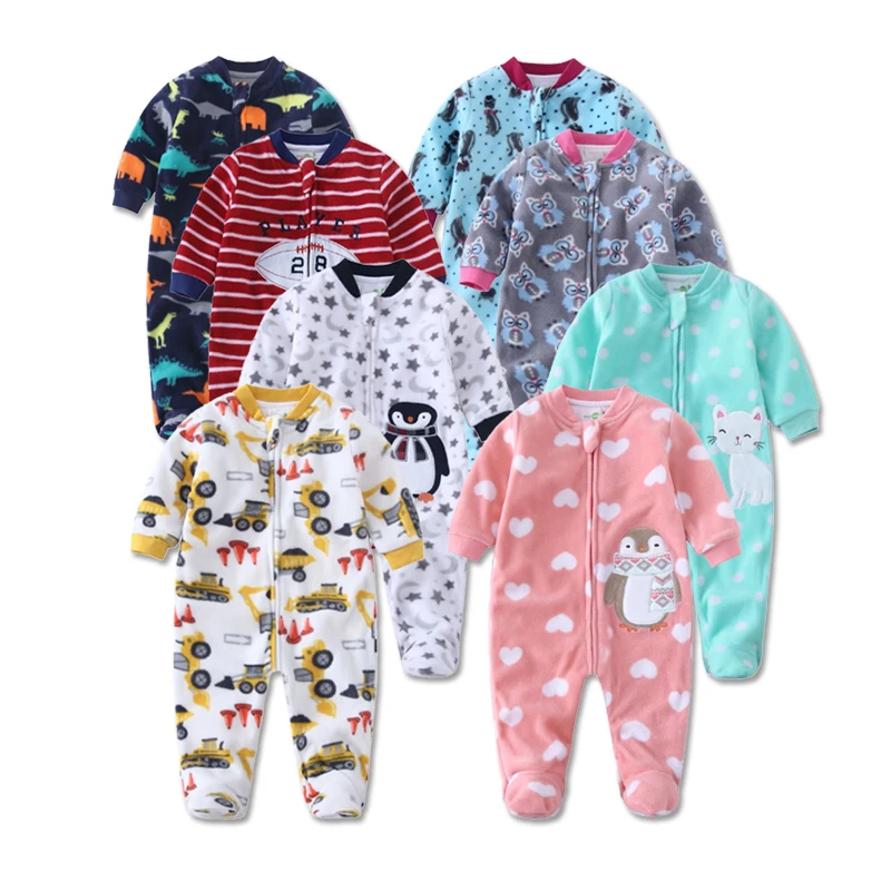 Детский комбинезон из кораллового флиса и хлопка с мультяшным животным | Мать