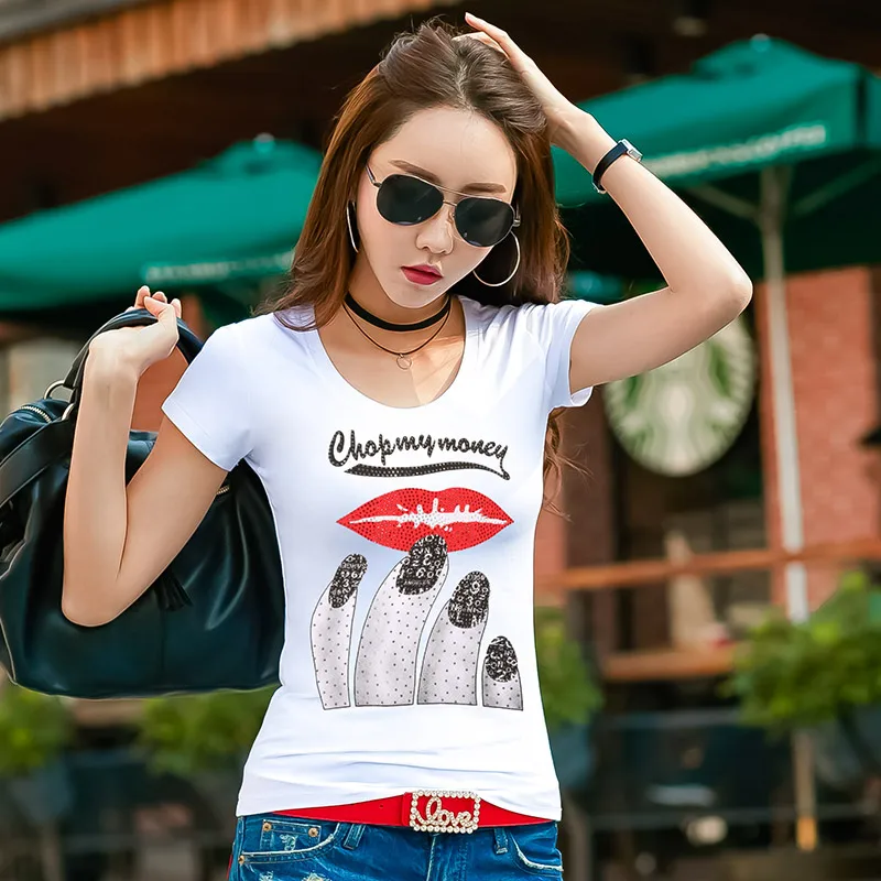 Новинка женские летние футболки в стиле High Street модные сексуальные облегающие