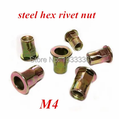 

500PCS M4 Length Flat Hex Rivet Nut Rivnut Insert Nutsert Countersunk Head column Nut steel with yellow zinc plated