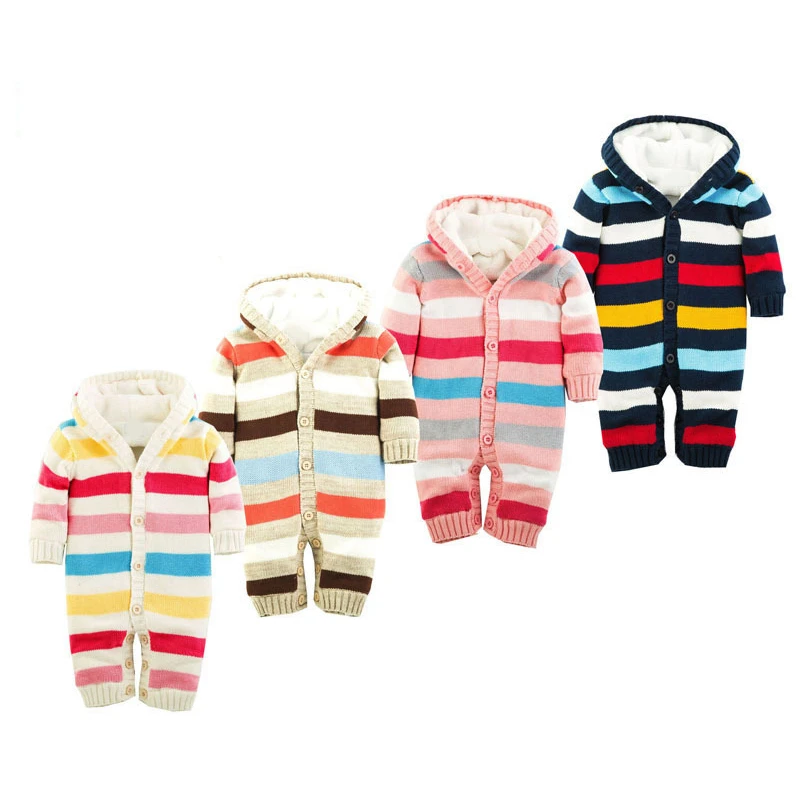 

Winter Coveralls For Newborns Baby Knitted Romper One-piece Baby Long Sleeve Climb Costume Unisex Multi-color Sweaters