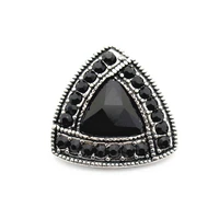 hot sale 10pcslot metal triangle black crystal snap charms fit 18mm20mm ginger snap buttons bracelets necklace diy jewelry