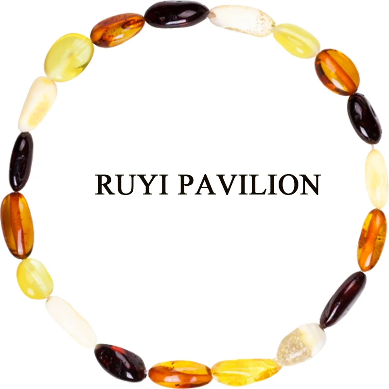 4-color Bracelet RUYI павильон натуральный браслет из Балтики янтарный браслет для женщин ювелирные изделия женский барокко Коньячный цвет малиновый янтарь 17 см-19 см - Цвет камня: 4-color Bracelet