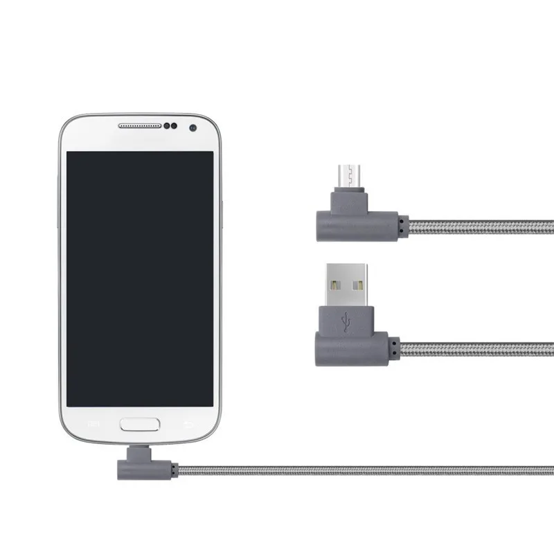 0 2 м/1 м/2 м/3 м Плетеный Micro USB 90 градусов Угловой кабель для быстрой синхронизации