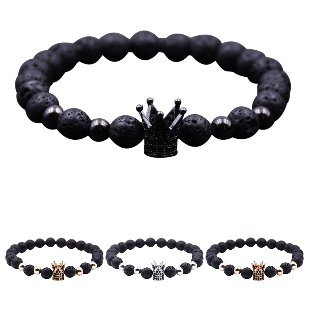 2018 мужской модный магнитный браслет с бусинами белый натуральный камень Корона