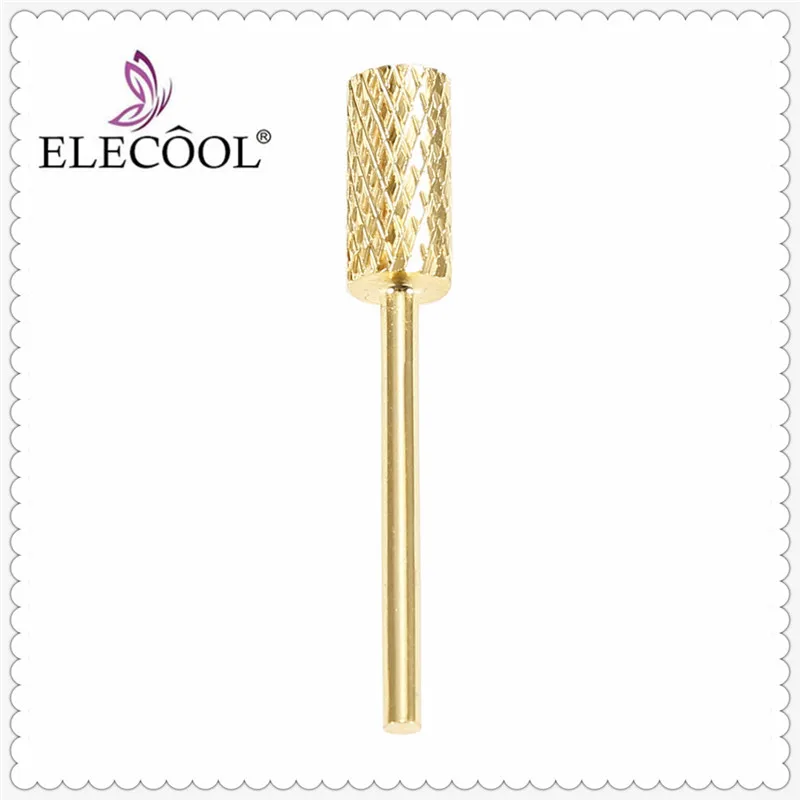 Новый золотой цилиндрический тип ELECOOL инструменты для маникюрного салона фреза