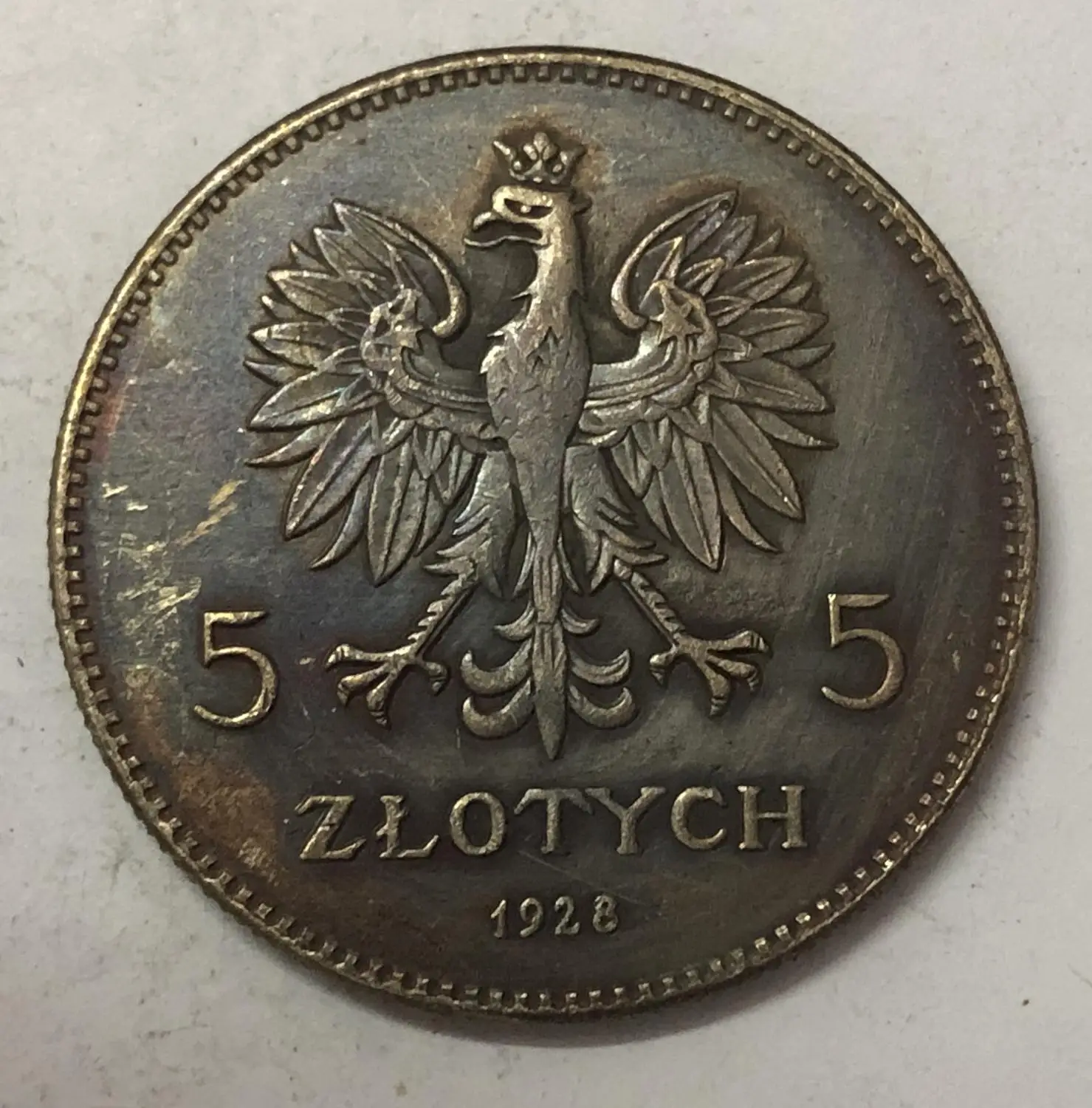 1928 Польша 5 Zlotych Nike пробный удар Essai 30|Безвалютные монеты| |