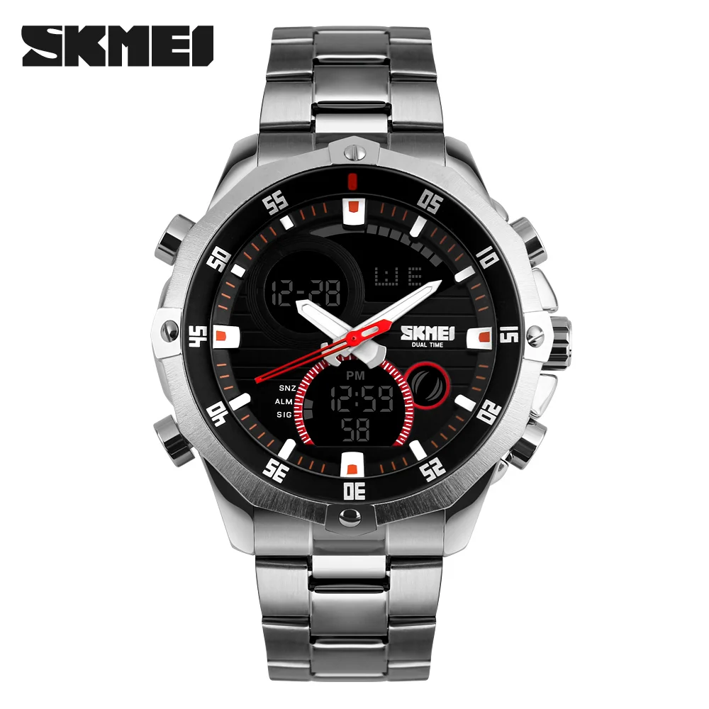 

Luxury Brand Skmei Men's Watches Multifunction Army Military Digital Analog Quartz Date LED Stainless Steel Sport Wrist watch