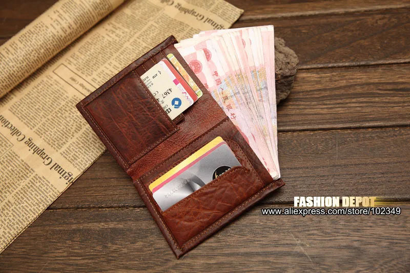 Ручной работы кожаный бумажник для мужчин старые классические Двойные кошельки