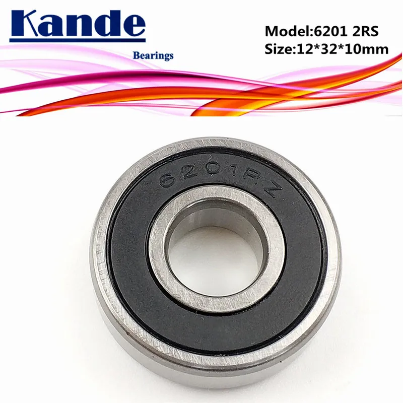 Kande 6201RS 4PCS ABEC 5 6201 2RS Однорядный радиальный шарикоподшипник 12x32x10 мм 6201RZ|Валы| |