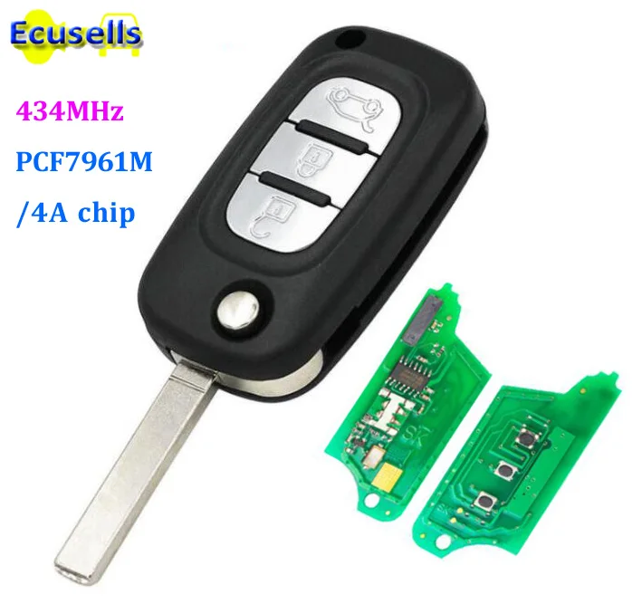 Дистанционный брелок 3 кнопки 434 МГц PCF7961M 4A чип для Renault Symbol Megane 3 Captur Kadjar 2013- VA2 blade