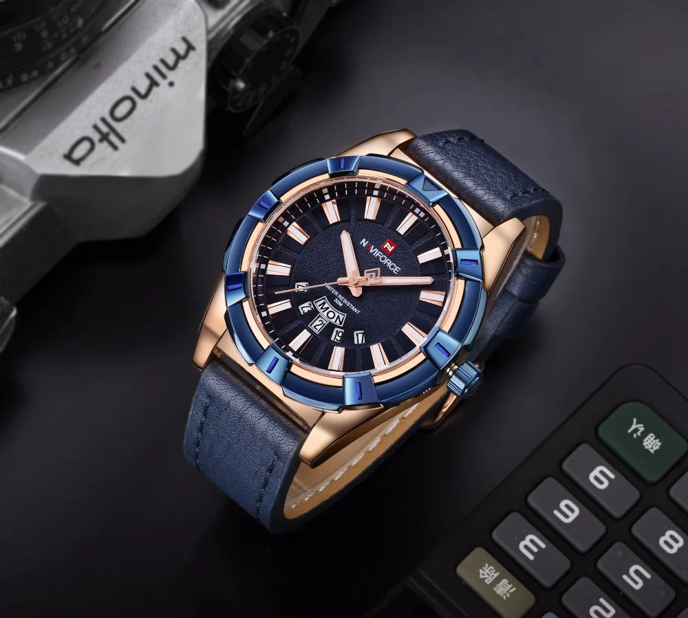 Мужские часы naviforce Роскошные брендовые аналоговые кварцевые часы мужские водонепроницаемые спортивные наручные часы кожаные Наручные часы Relogio Masculino