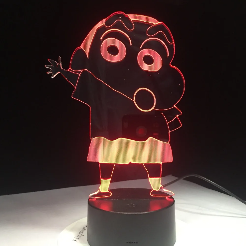 7 цветов Мультфильм Kureyo Crayon Shinchan 3D светодиодный Ночник светильник USB детский