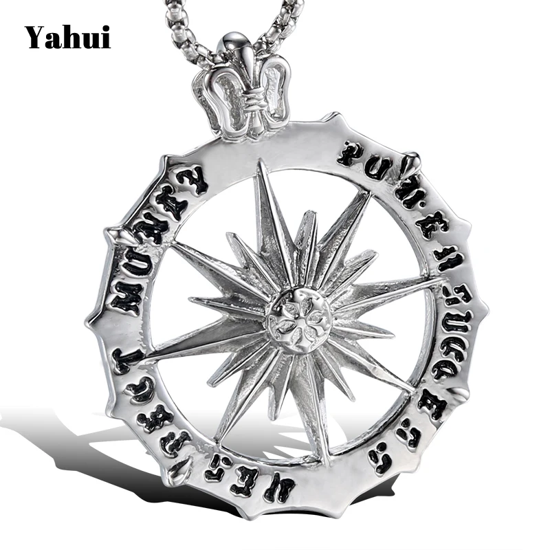 YaHui из нержавеющей стали солнце бог лучи мужские ожерелья и подвески винтажная