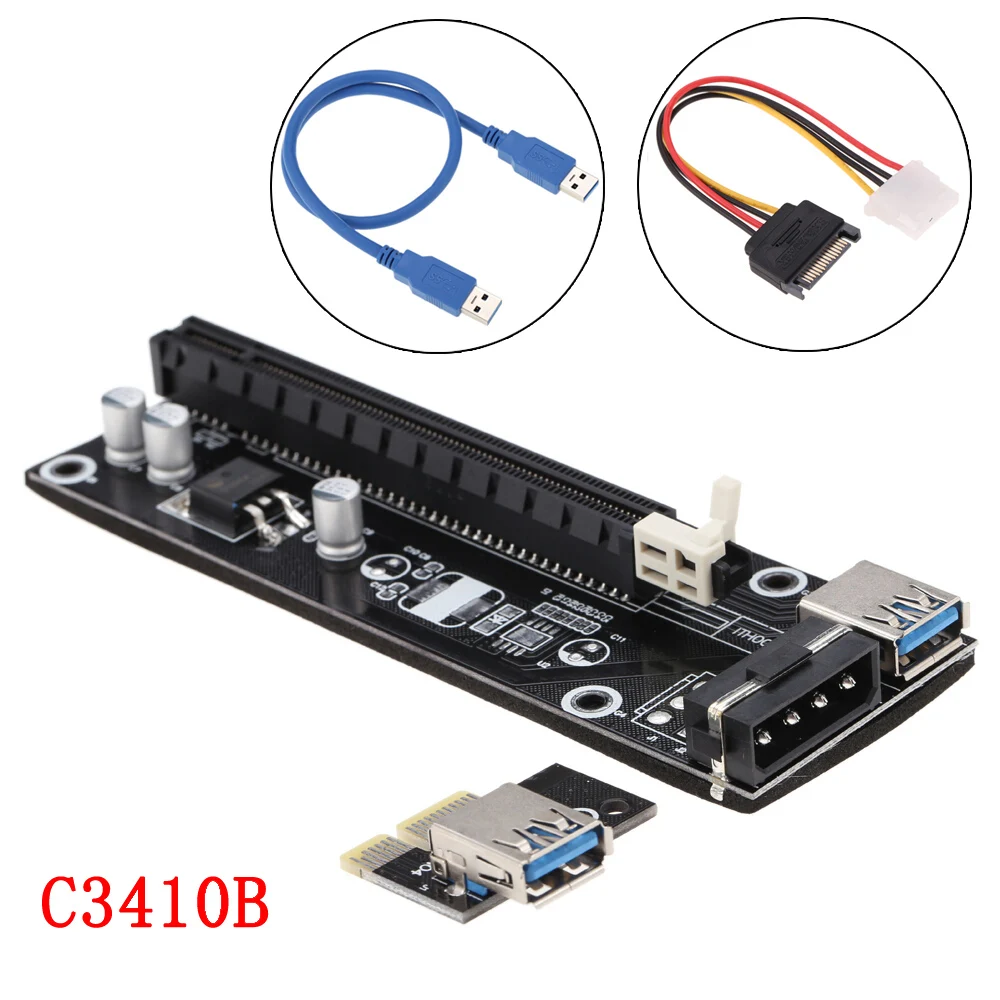 Смешанные Оптовые PCI E 1X к 16X адаптер USB 3 0 Express удлинитель Riser Card с кабелем питания