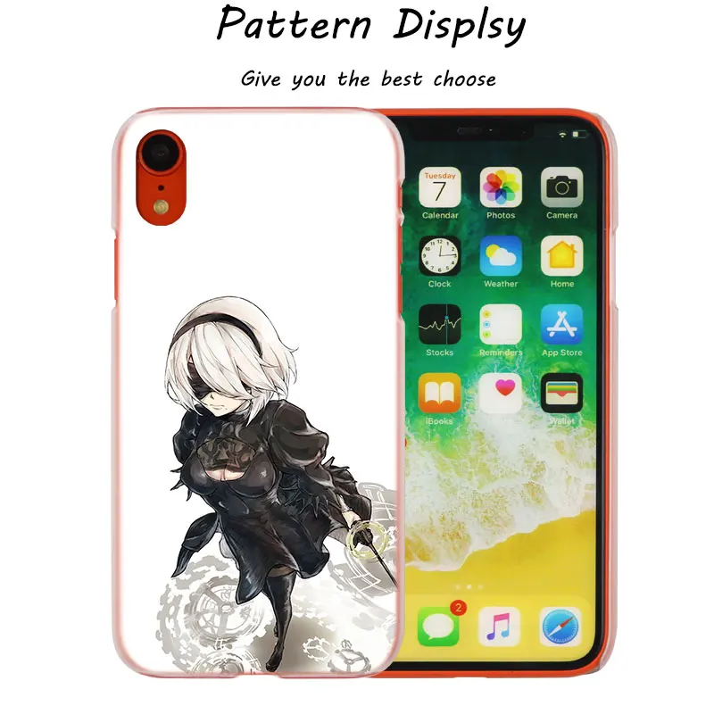 Прозрачный жесткий чехол для телефона с рисунком из аниме 2B nier iPhone X XS Max XR 8 7 6 6s Plus 5