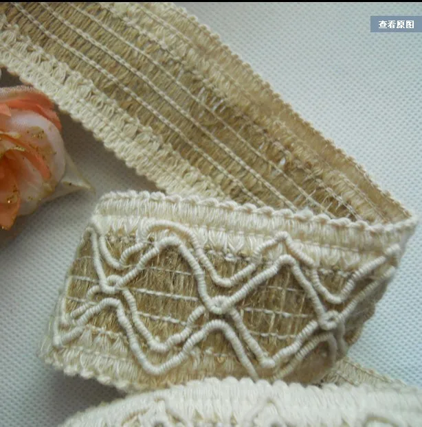 Деревенский оплетка из натурального джута и отделка хлопчатобумажной ткани 40 мм