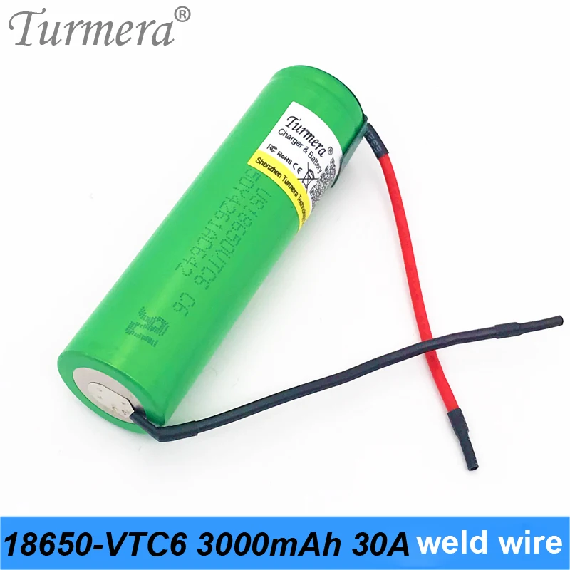 us18650vtc6 vtc6 30a 18650 3000mah аккумулятор сварочный провод для аккумуляторной отвертки перезаряжаемый аккумулятор