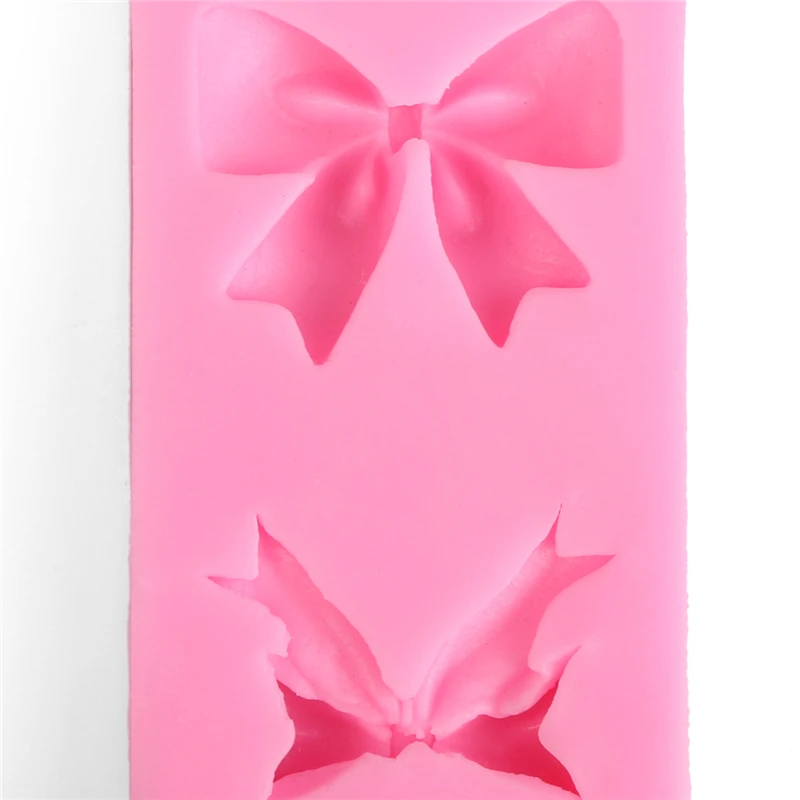 1 шт. 3D розовый бант 2 банта в форме силиконовая форма для помадки Сопа