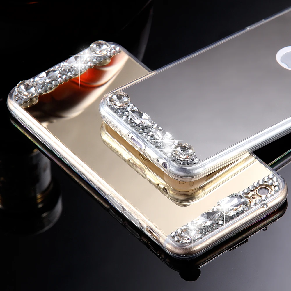 KISSCASE алмаз зеркало чехол для iPhone 7 6s 6 Plus 5S SE ручной работы Украшенные стразами