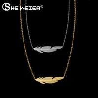 womens%e2%80%99 stainless steel necklace initial feather necklace pendant necklaces for women chain choker female necklace jewelry
