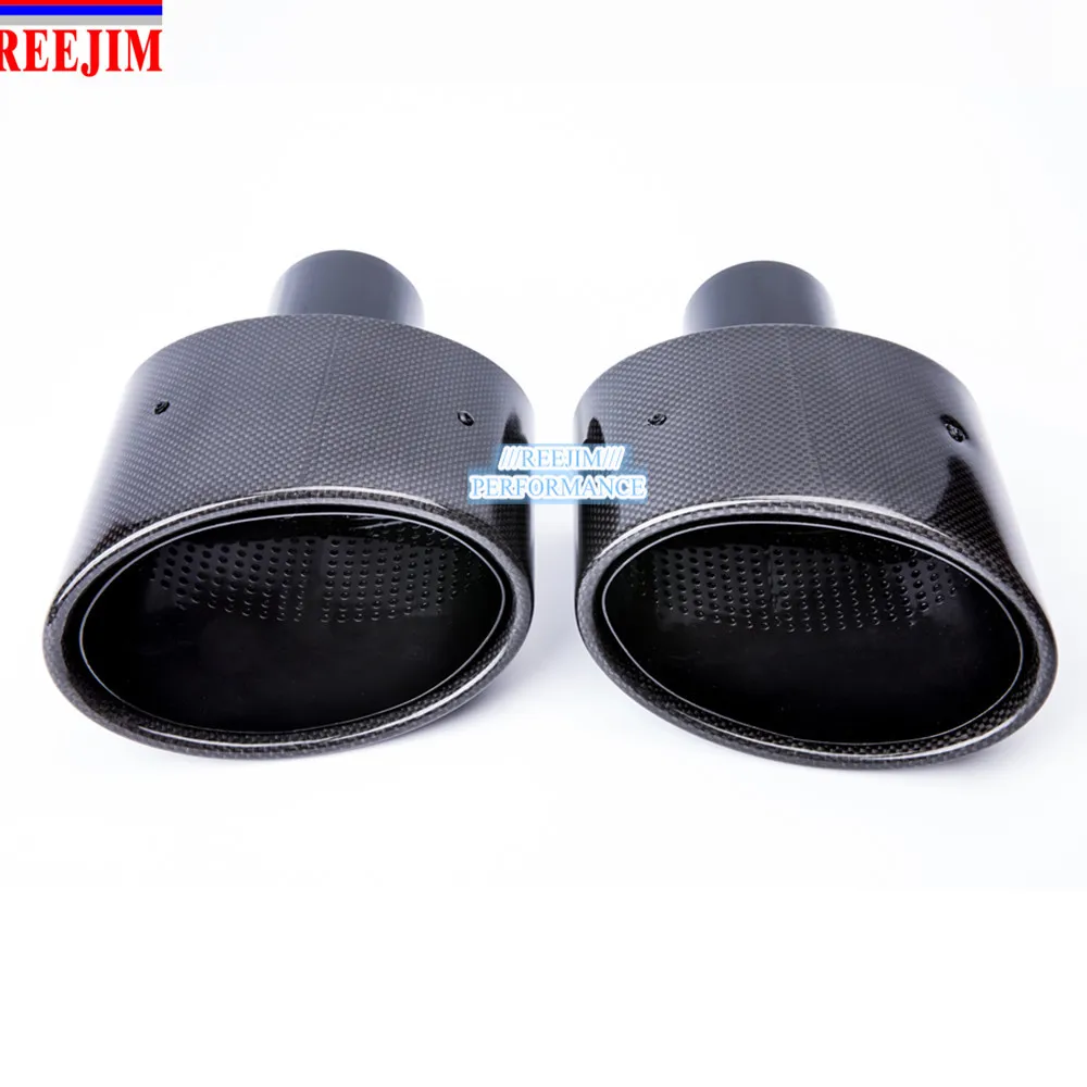 2 шт. овальные наконечники выхлопной трубы из углеродного волокна с косой оправой