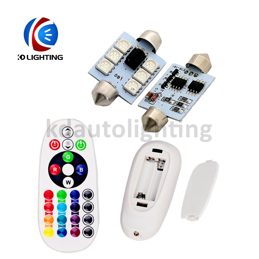 KD 2 шт C5W RGB 5050 12SMD автомобиля дистанционного управления Led Rgb Светодиодная панель для автомобиля интерьер Авто Огни чтение купол DC 12 v свет