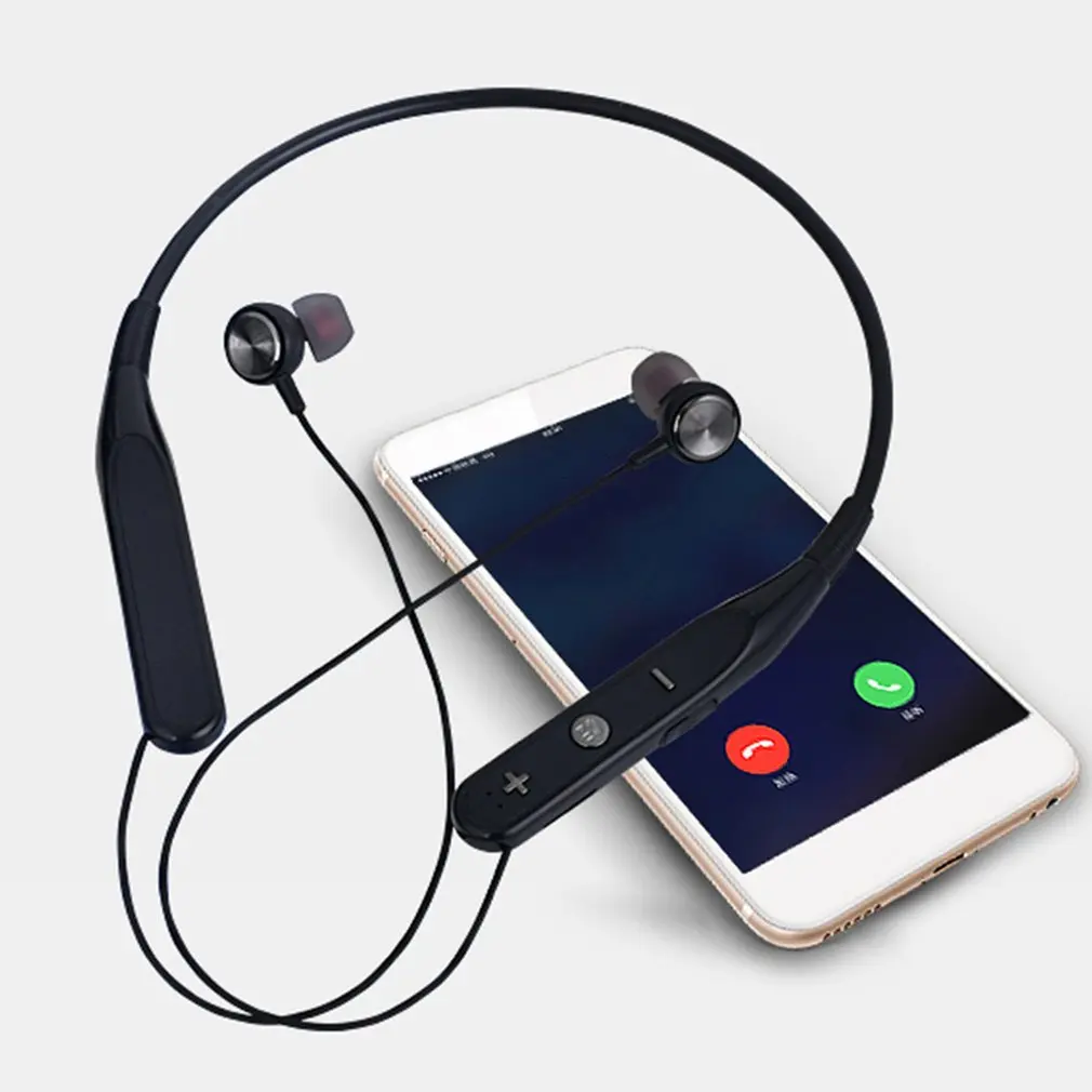 Беспроводные Bluetooth наушники висящие на шее свободные руки спортивные с