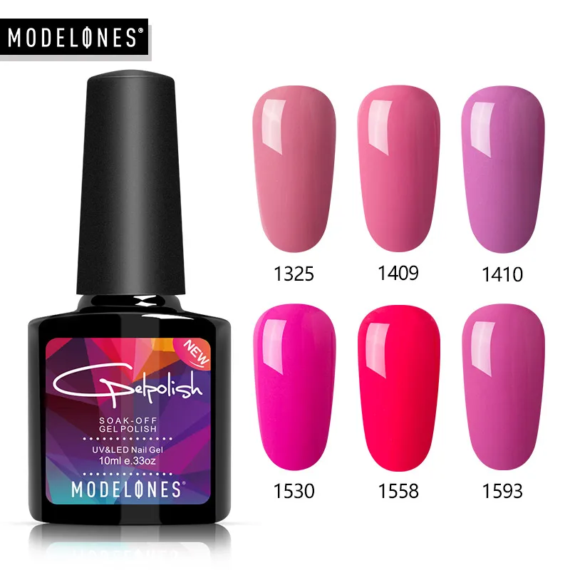 Modelones 6 шт./лот яркие розовые УФ гель лаки для ногтей наборы полупостоянных