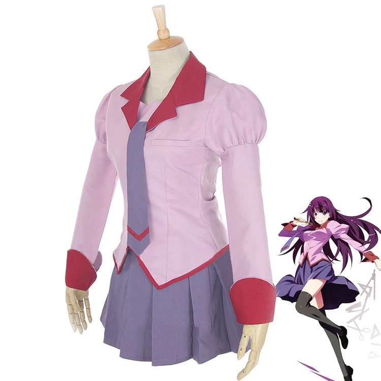 Monogatari серия Senjougahara Hanekawa Kanbaru косплей школьная форма женский костюм девушка