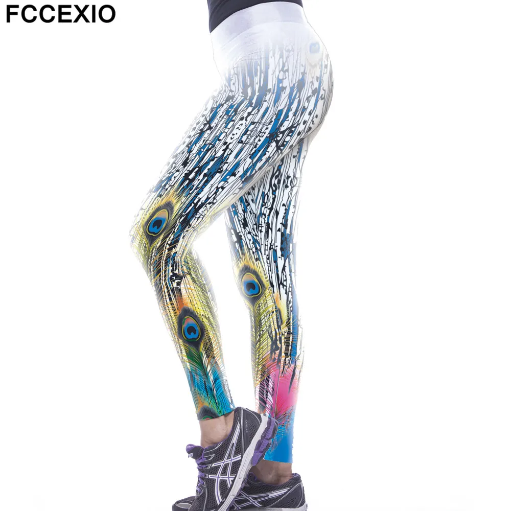 Леггинсы FCCEXIO женские спортивные дышащие высокоэластичные штаны с принтом