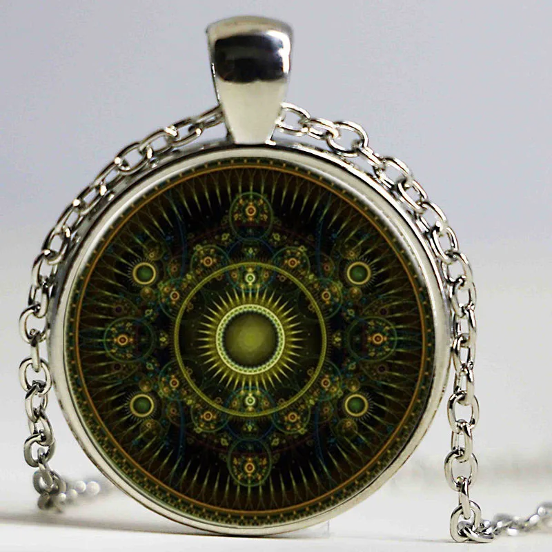 Винтажное ювелирное ожерелье волшебное колесо Ретро стеклянная подвеска