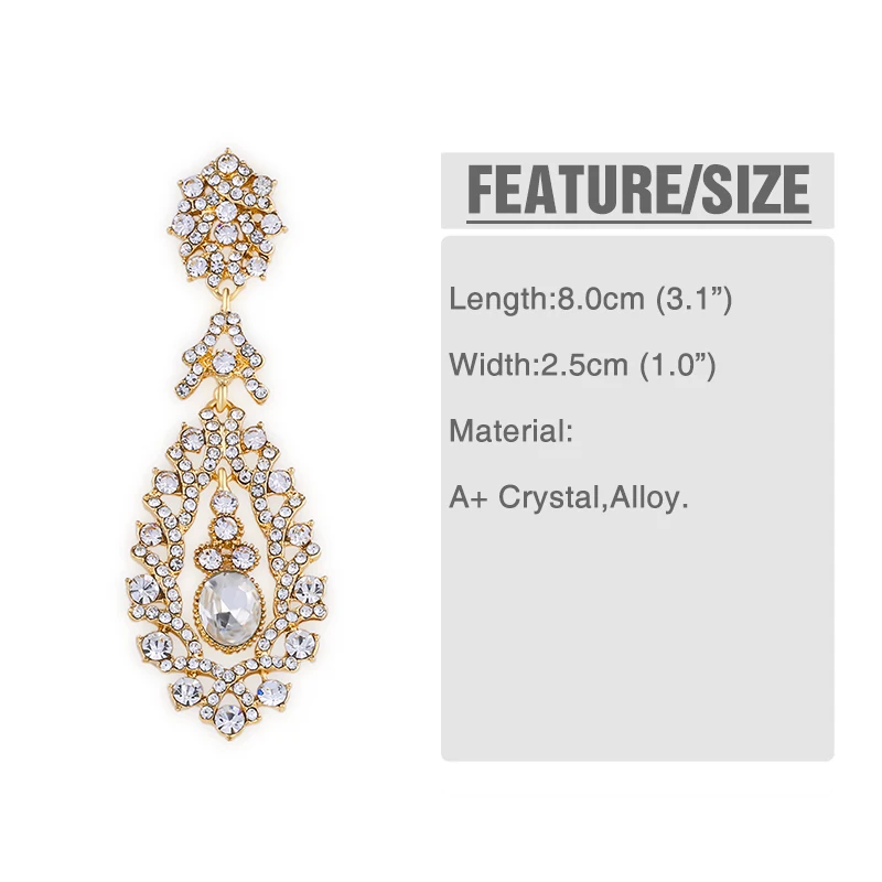 Большие серьги OCESRIO в Корейском стиле свадебные серьги-подвески с кристаллами и