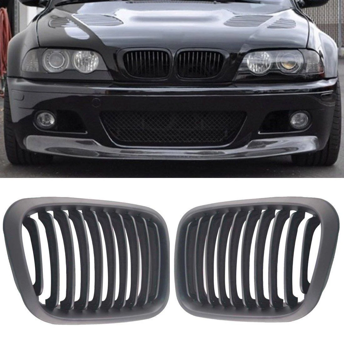Автомобильная гоночная решетка матовая передняя для BMW E46 4 двери гриль 1998 2001