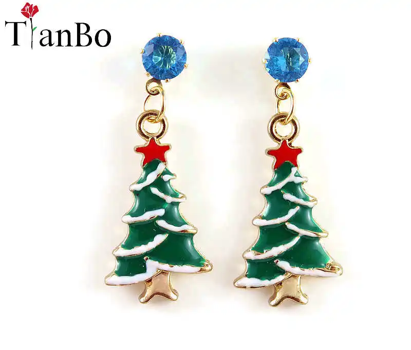 Милые рождественские серьги Санта снеговик Колокольчик для елки праздничные