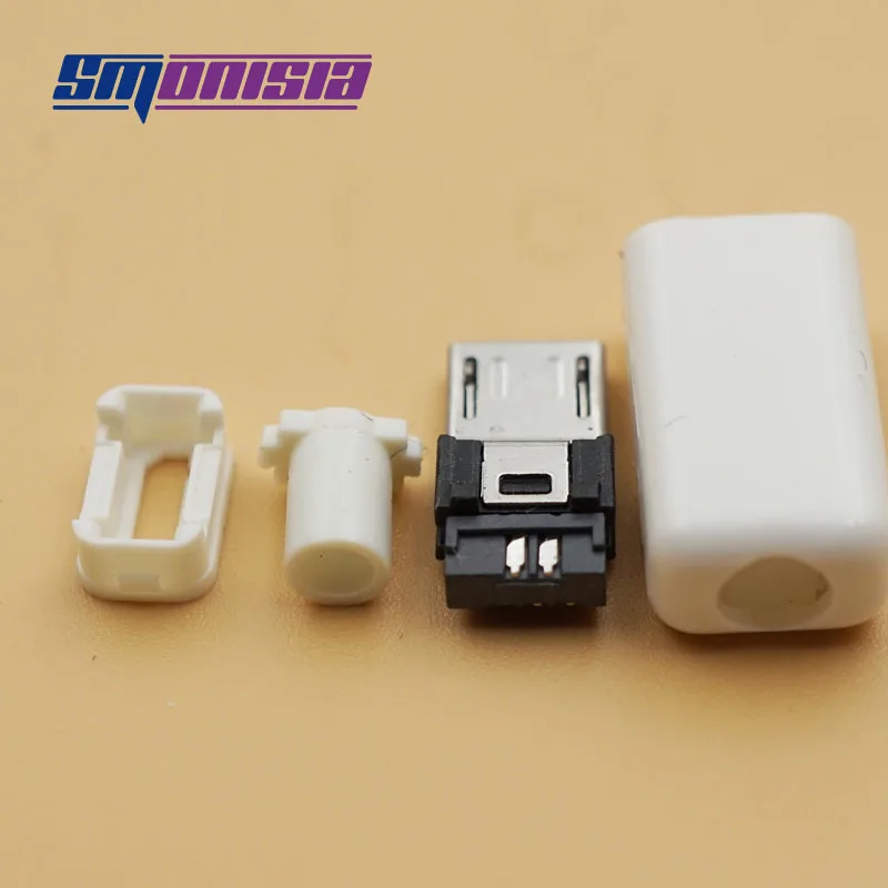 Smonisia 20 комплектов Micro USB штекер 5 Pin разъем с белым пластиковым покрытием сварочный