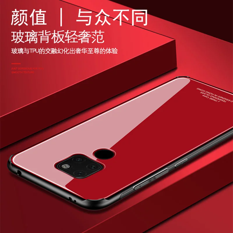 Чехол для huawei mate 20 Pro чехол Lite мягкая рамка + черная стеклянная крышка аксессуары